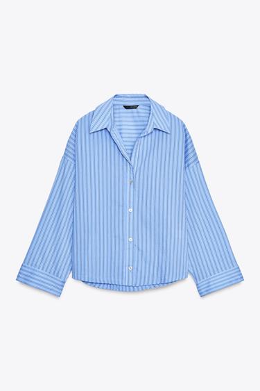 CAMISA POPELÍN RAYAS - Crudo / Rojo de Zara