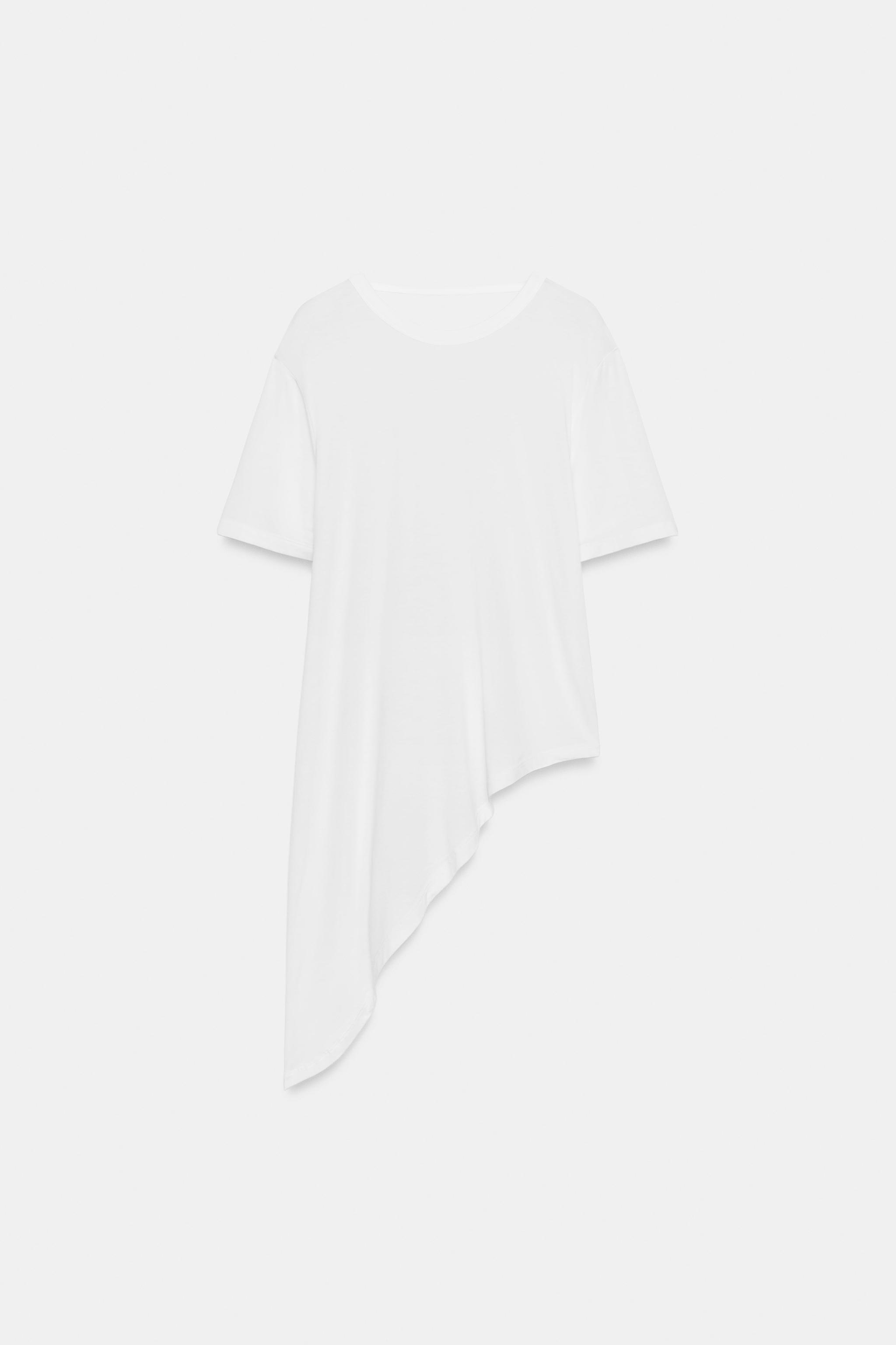 Женские топы Zara ASYMMETRIC SHORT SLEEVE TOP — фото 6