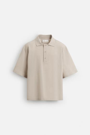 Zara FLOWY POLO SHIRT - Stone