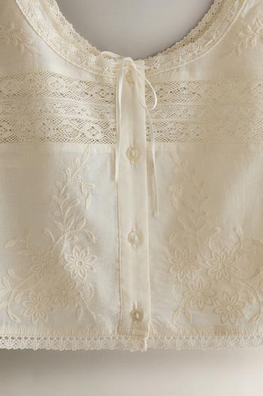 TOP COTON DENTELLE - Écru de Zara - Image 2