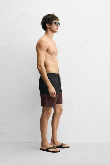 COLOUR BLOCK LONG SWIMMING TRUNKS - various by Zara - Image 3