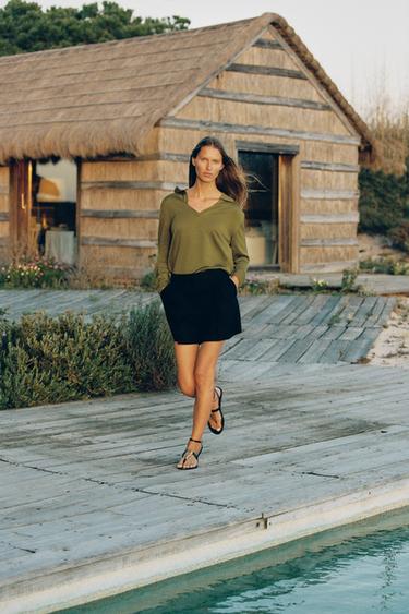 PLAIN KNIT POLO SHIRT - GREEN by Zara