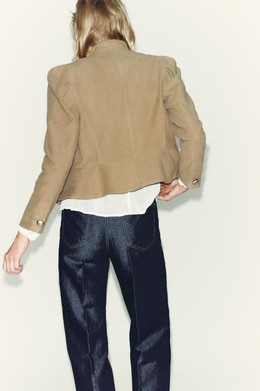 VESTE EFFET DAIM ÉPAULES BOUFFANTES - Marron clair de Zara - Image 5
