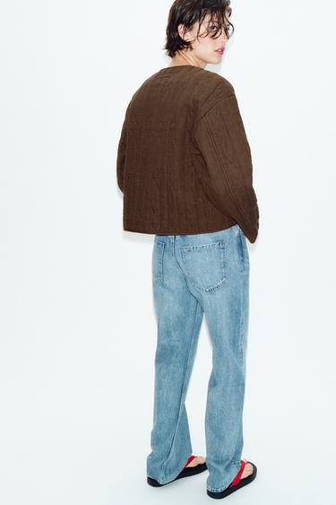 VESTE REMBOURRÉE RUSTIQUE AVEC LIN - Marron de Zara - Image 3