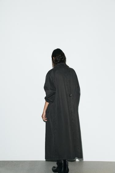 WAXED TRENCH COAT WITH CORDUROY COLLAR - Anthracite grey by Zara - Image 7