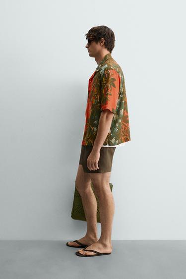 CHEMISE RELAXED FIT À IMPRIMÉ FLEURI - Vert de Zara - Image 3