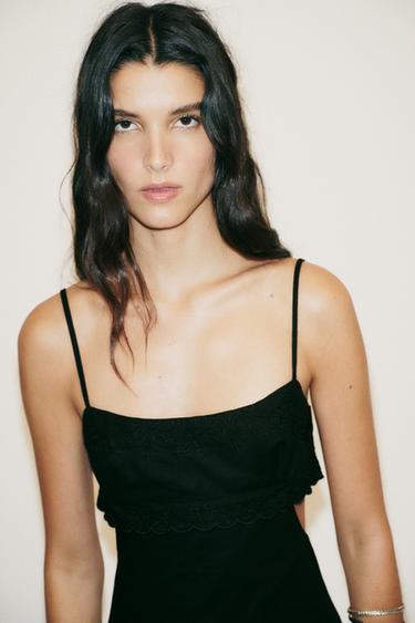 CUT-OUT EMBROIDERED DRESS - Black by Zara - Image 1