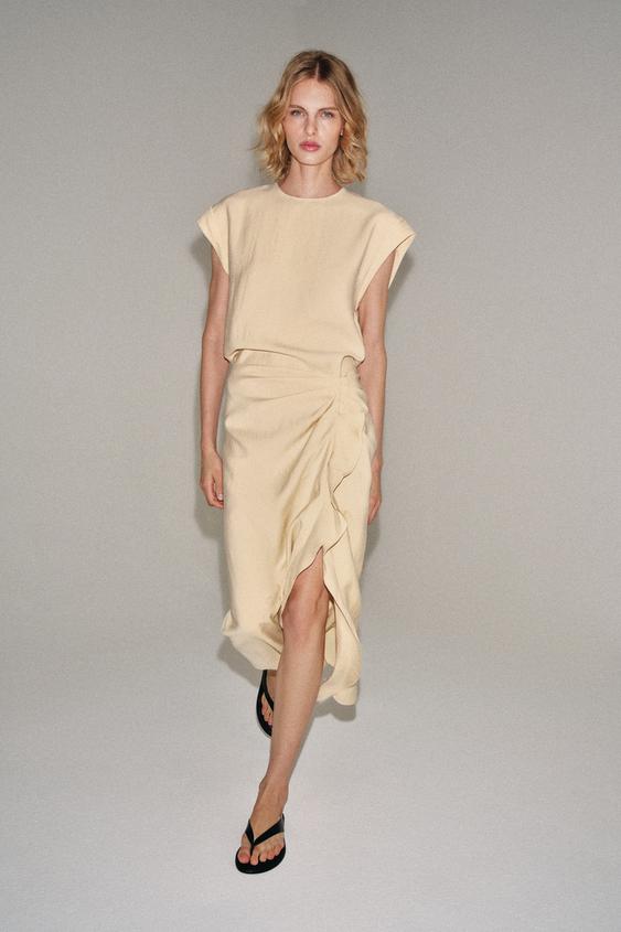 ZW COLLECTION MIDI DRESS WITH RUFFLES - Mid-ecru by Zara - Image 0