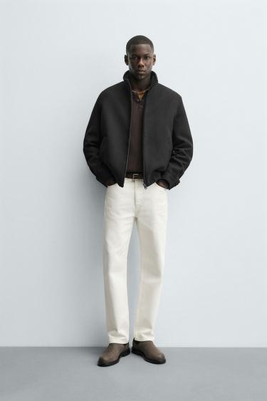 Zara ZIPPERED CLOTH JACKET - Black - Image 0