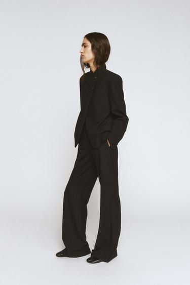 HIGH NECK BUTTONED BLAZER ZW COLLECTION - Black by Zara - Image 3
