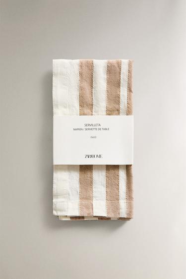 PACK OF LINEN NAPKINS WITH STRIPES (PACK OF 2) - Light beige by Zara - Image 4