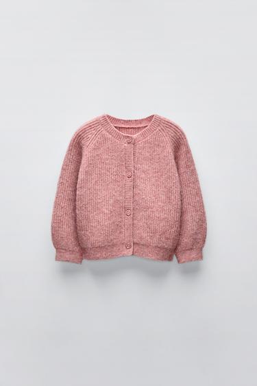 Zara PURL KNIT JACKET - Salmon