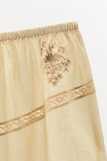 FLORAL EMBROIDERED LACE SHORTS - LIMITED EDITION - Yellow by Zara - Image 5