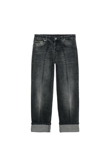 Zara ZW COLLECTION LOW-RISE STRAIGHT LEG JEANS - Black