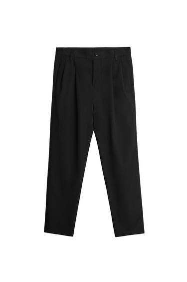 100% WOOL PLEATED TROUSERS