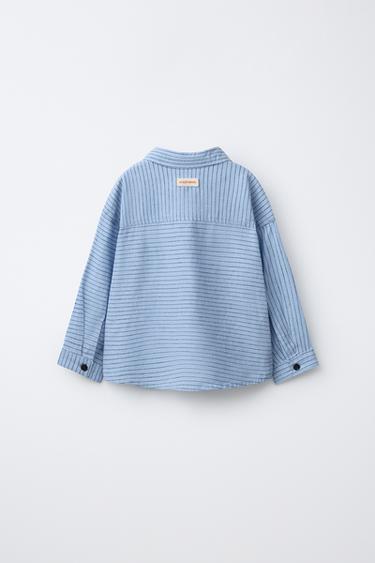 STRIPED COTTON LINEN SHIRT - Blue by Zara - Image 1