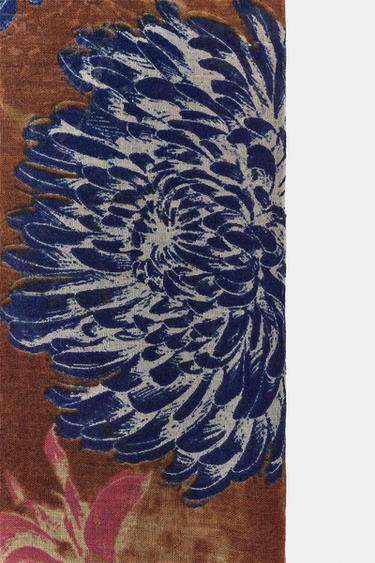 PEONY PRINT SCARF - Toffee by Zara - Image 2