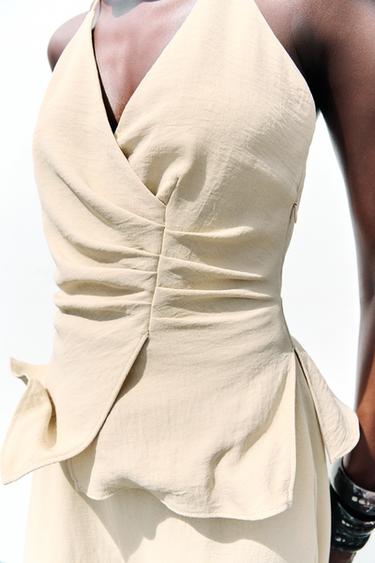 HALTER TWO-PIECE EFFECT JUMPSUIT - Sand by Zara - Image 3