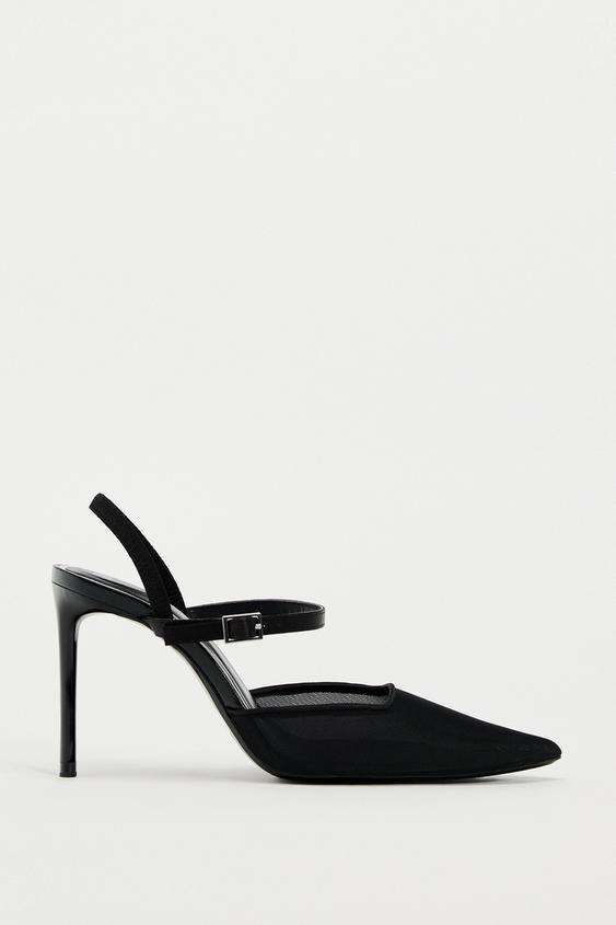 MESH HIGH-HEEL SHOES - Black | ZARA Saudi Arabia