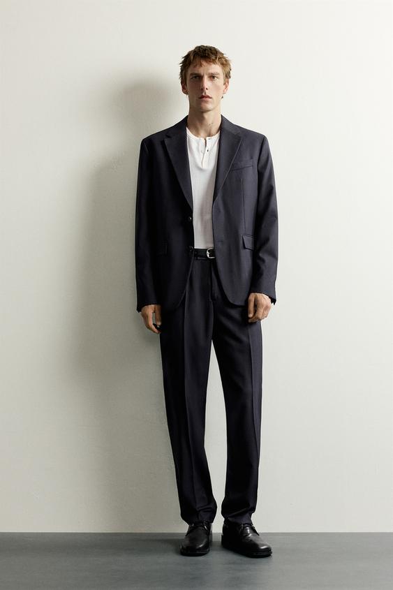 TRAJE ESTRUCTURA ESPIGA CON LANA - Verde de Zara - Imagen 0