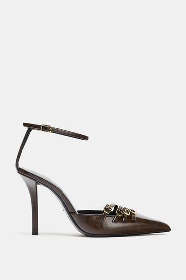ZAPATO TACÓN HEBILLAS - Marrón de Zara