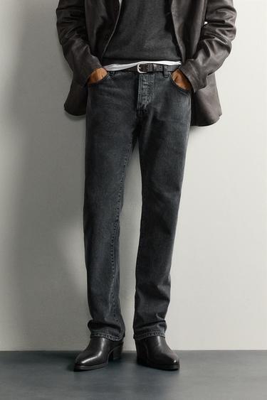 LOW-RISE SLIM STRAIGHT-FIT JEANS — Gray 2