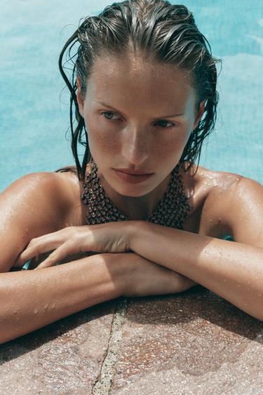 Zara JEWELED WATERFALL NECKLACE - Pale pink