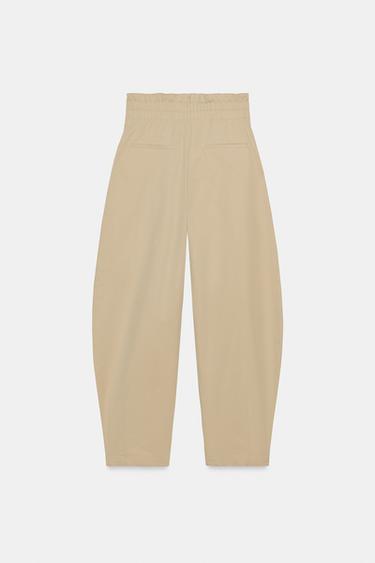 BALLOON PAPERBAG TROUSERS - Light camel by Zara - Image 4