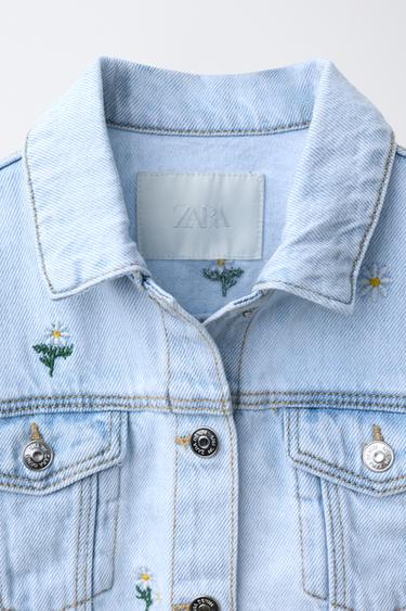 VESTE EN JEAN MARGUERITES BRODÉES - Bleu de Zara - Image 2
