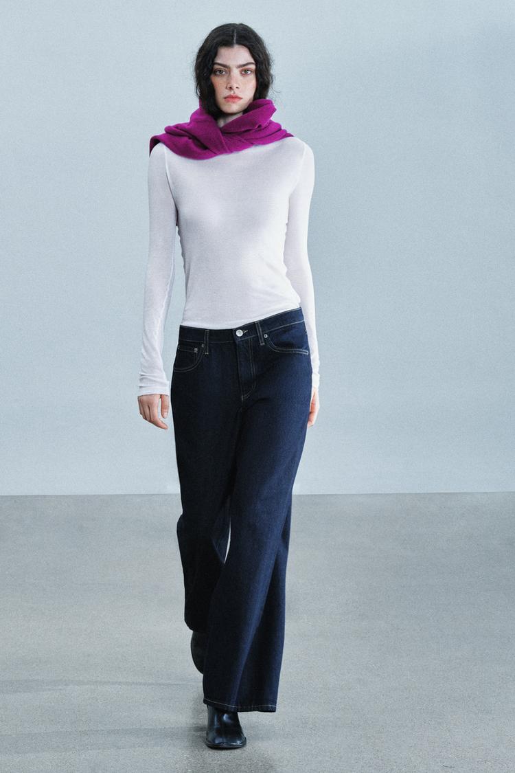 ZW COLLECTION LOW-RISE WIDE-LEG JEANS — Blue
