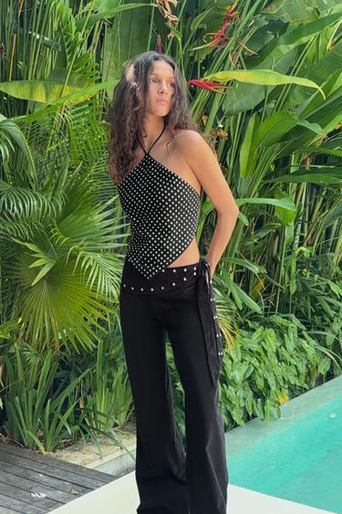 FLARE PAREO TROUSERS WITH STUDS - Black by Zara