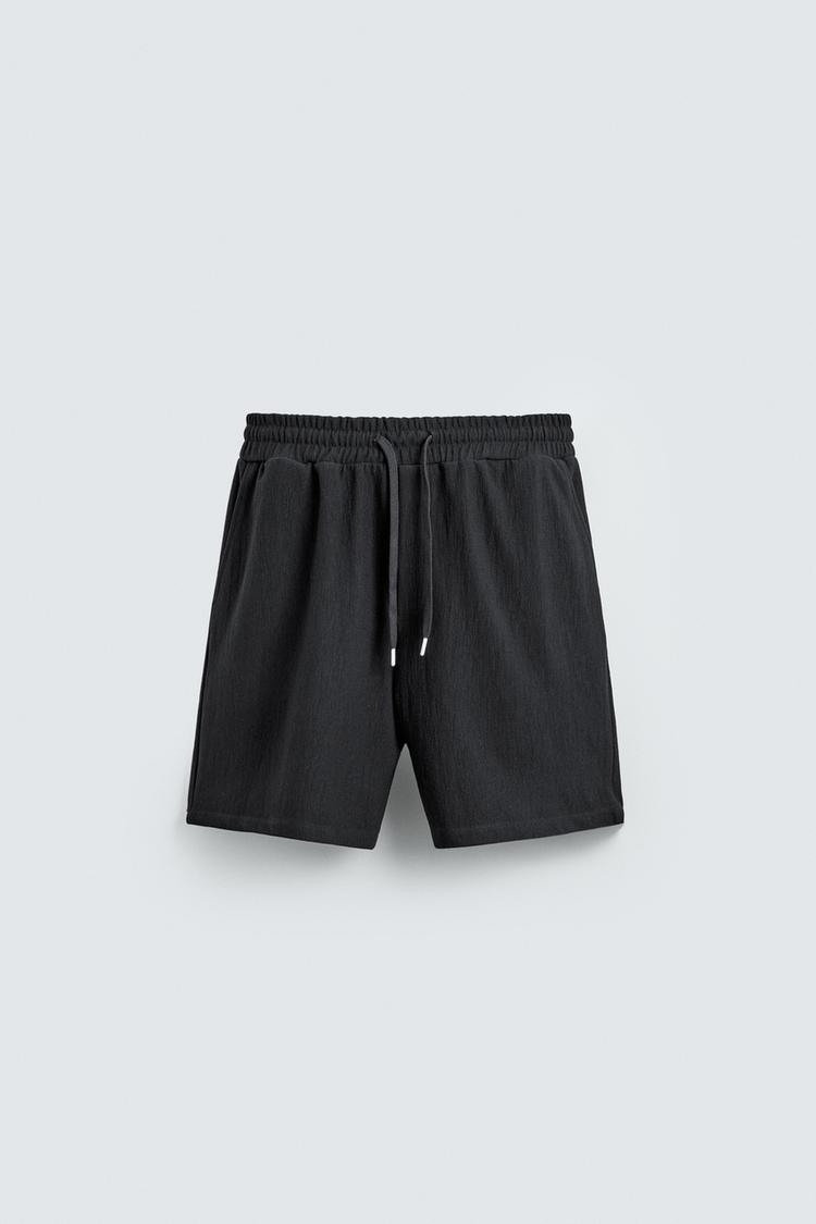 ZARA TEXTURED JOGGER BERMUDA SHORTS