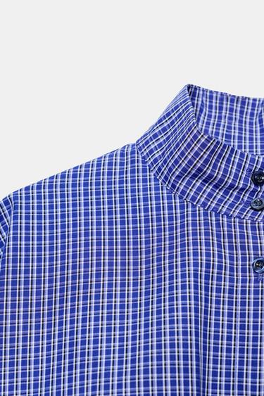 CHEMISE À CARREAUX ET MANCHES BOUFFANTES - Bleu roi de Zara - Image 8
