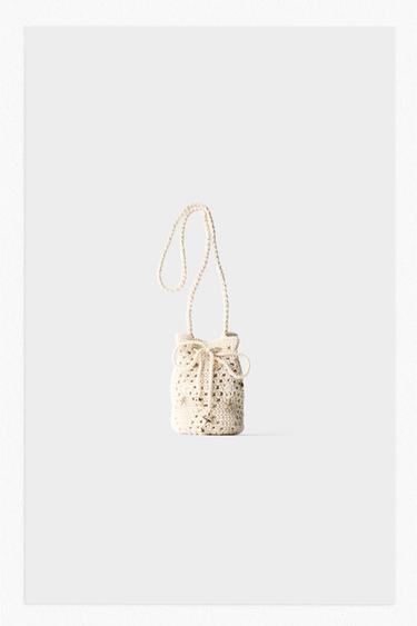 CROCHET CROSSBODY BAG WITH MARINE DETAIL - Ecru White by Zara
