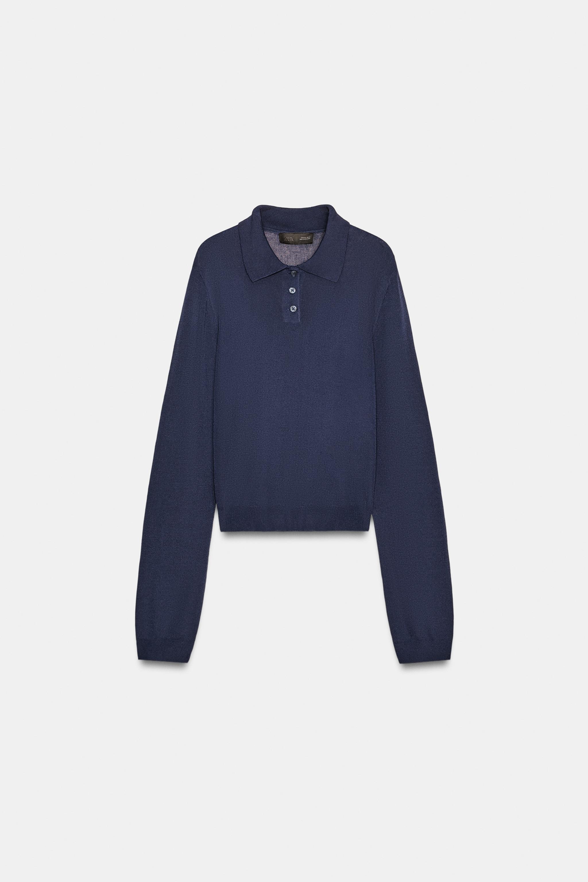 プレーンニットポロシャツ - ネイビーブルー | ZARA Japan / 日本