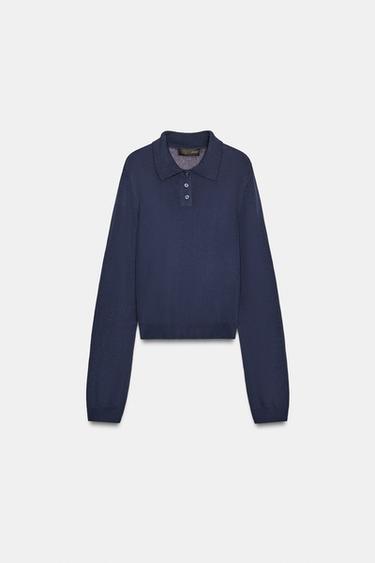 POLO EN MAILLE UNIE - Bleu marine de Zara - Image 2