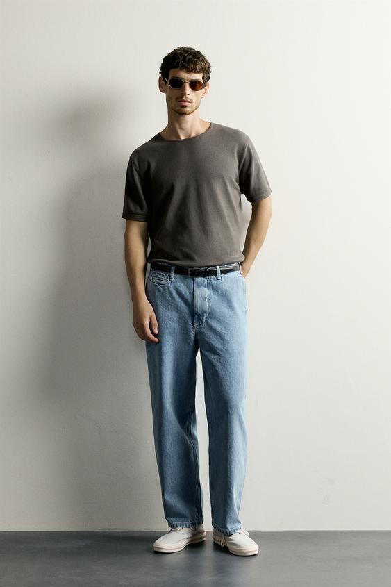 PLAYERA PUNTO REGULAR FIT - Verde gris de Zara - Imagen 0