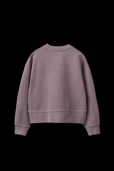 FADED-EFFECT SLOGAN SWEATSHIRT - Plum by Zara