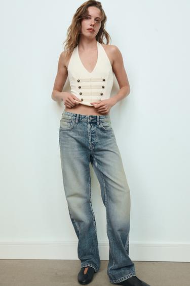 TOP HALTER JACQUARD COM ALAMARES - Cru da Zara
