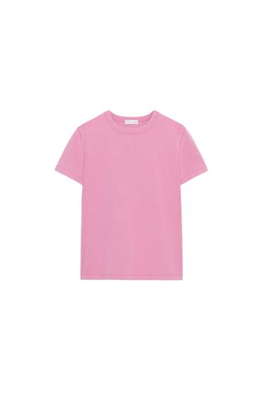 Zara SHORT SLEEVE INTERLOCK T-SHIRT - Chalk pink