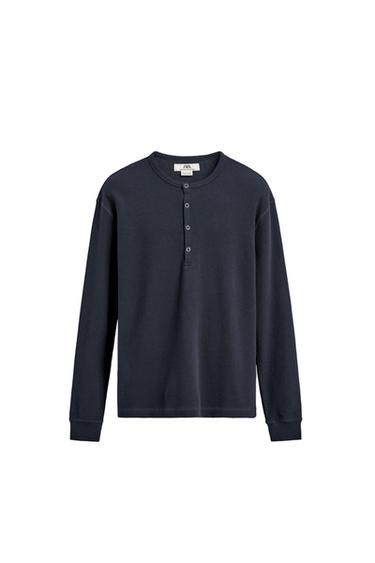 CAMISETA CUELLO PANADERO WAFFLE LIMITED EDITION - Azul medio de Zara