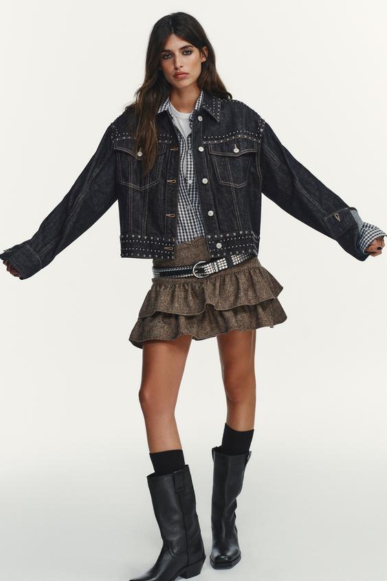 STUDDED DENIM EFFECT JACKET