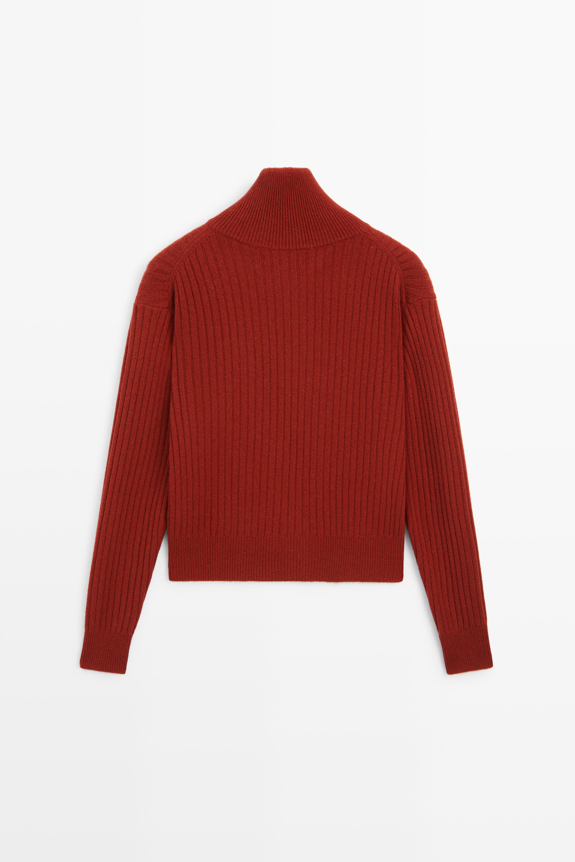 Ribbed knit cardigan with tab detail