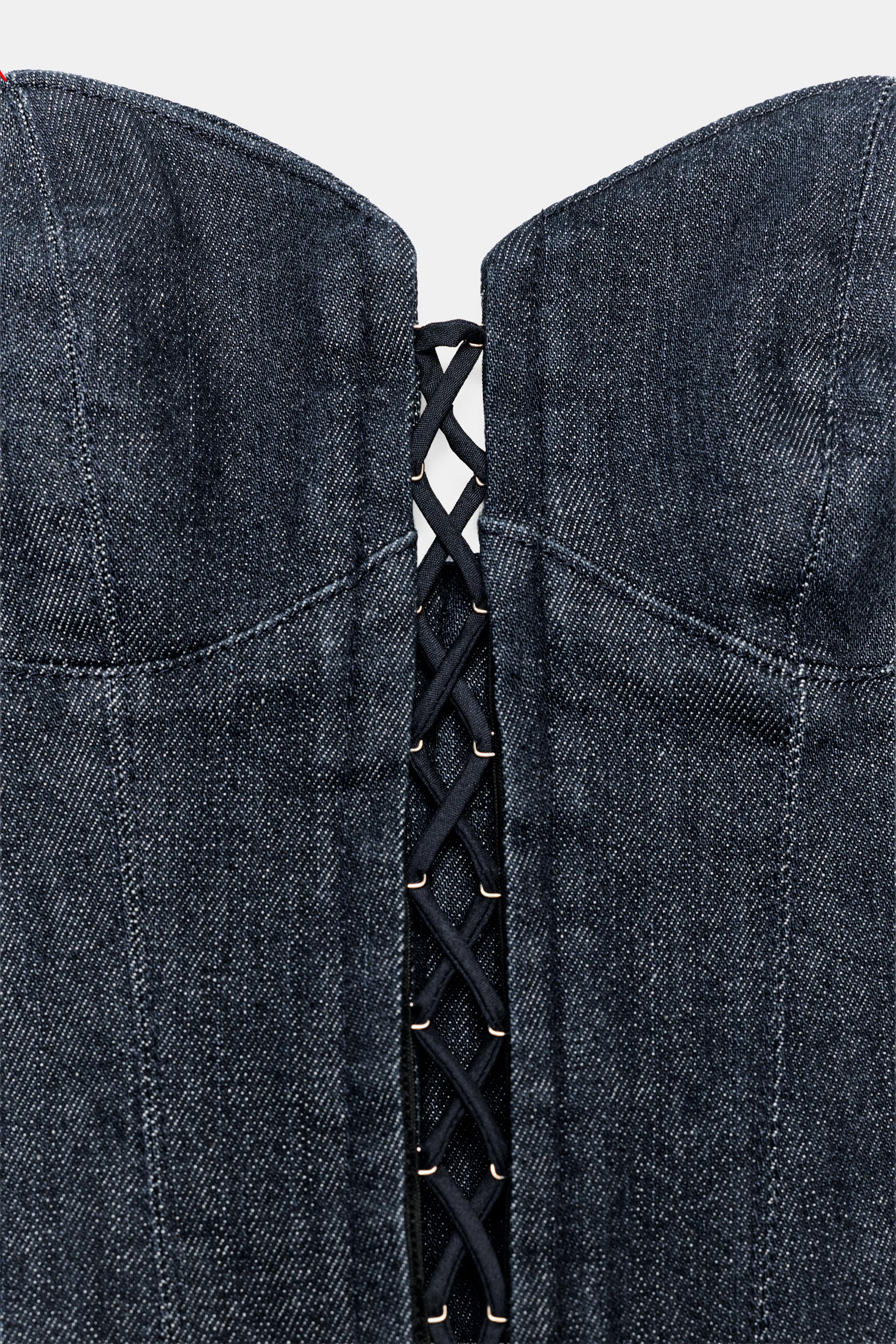 Zara TRF KORSE TARZI DENIM ÜST görsel 8