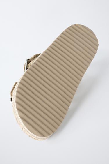 LEATHER SANDALS WITH JUTE BUCKLES - Sand Brown by Zara - Image 5