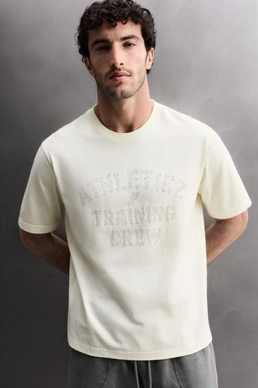 TRAINING COTTON T-SHIRT - Ecru by Zara - Image 5