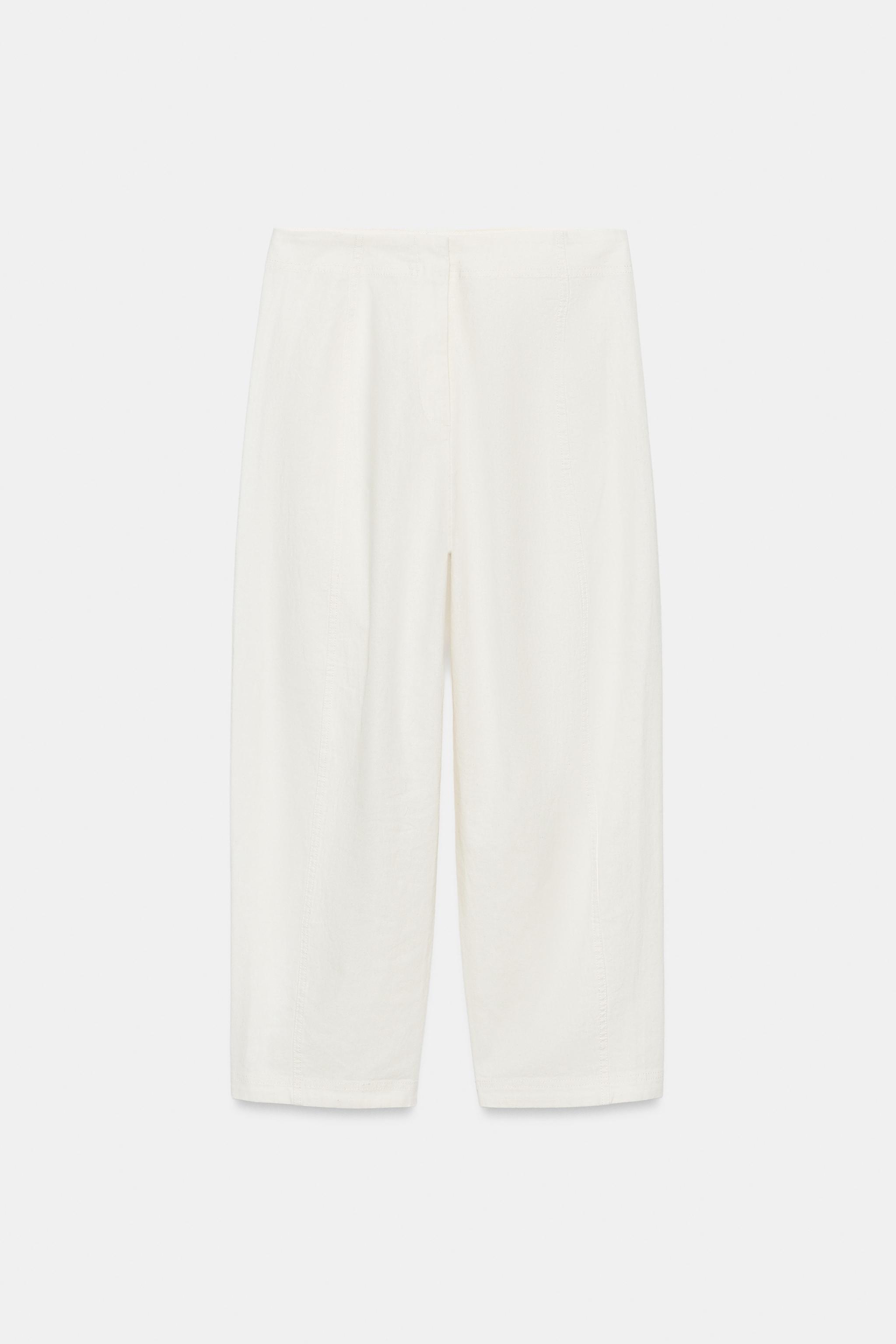 ZW Collection Linen Blend Trousers - Oyster-white