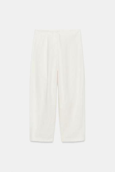 ZW COLLECTION LINEN BLEND TROUSERS - Oyster-white by Zara