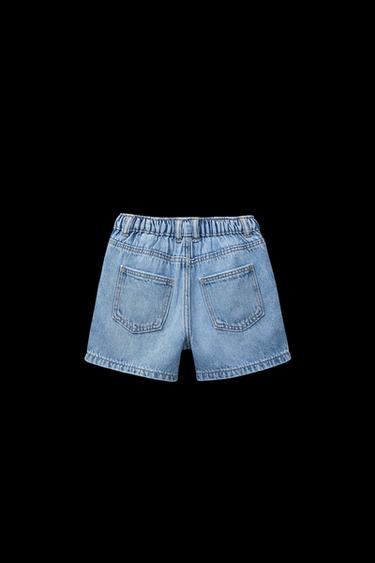 Zara SKATER DENIM SHORTS - Light blue