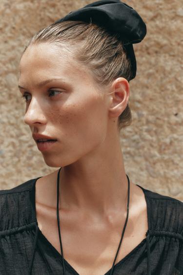 SEMI-SHEER BLOUSE - Black by Zara - Image 4